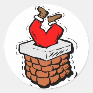 Papá Weihnachten pegó la chimenea Runder Aufkleber