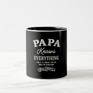 Papa weiß alles - Funny Vathers Day Zweifarbige Tasse