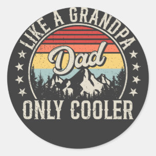 Papa wie ein Opa, nur cooler Retro Runder Aufkleber