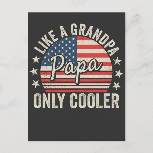 Papa Wie ein Opa nur Cooler USA-Flagge Postkarte (Vorderseite)