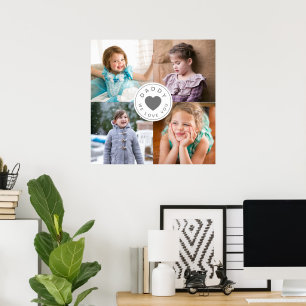 Papa wir lieben dich Herz 4 Foto Collage Poster