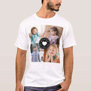 Papa wir lieben dich Herz Kinder 4 Foto Collage T-Shirt