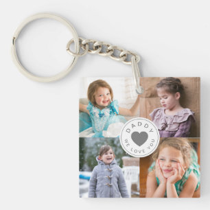 Papa wir lieben dich Kinder Foto-Collage Schlüsselanhänger