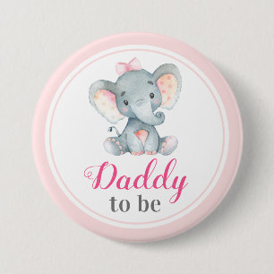 Papa wird Neuvater Vater Babydusche Elefant Button