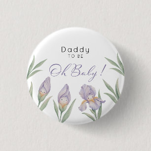 Papa wird Wasserfarben-Iris-Blumen in Lila und Lav Button