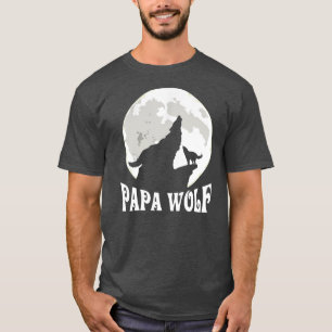 Papa Wolf Howling Wolves In the Moon Father's Day T-Shirt