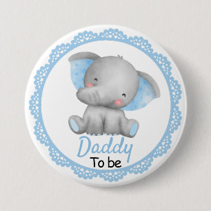 Papa zu sein New Dad Baby Boy Dusche Elephant Blue Button
