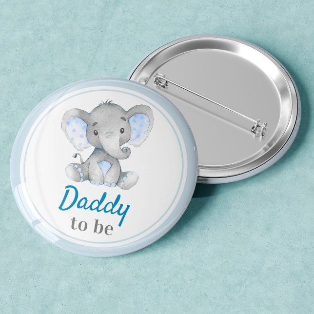 Papa zu sein New Dad Baby Boy Dusche Elephant Blue Button (Von Creator hochgeladen)