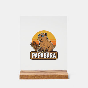 PAPABARA Retro Capybara Vater Vektordesign_1 Acrylschild