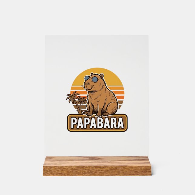 PAPABARA Retro Capybara Vater Vektordesign_1 Acrylschild (Vorderseite)