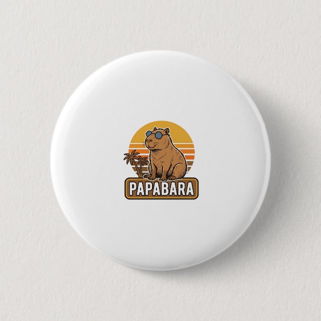 PAPABARA Retro Capybara Vater Vektordesign_1 Button (Vorderseite)