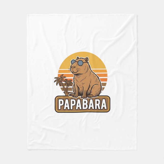 PAPABARA Retro Capybara Vater Vektordesign_1 Fleecedecke (Vorderseite)