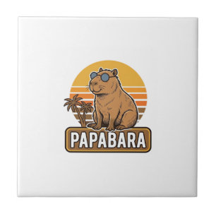 PAPABARA Retro Capybara Vater Vektordesign_1 Fliese