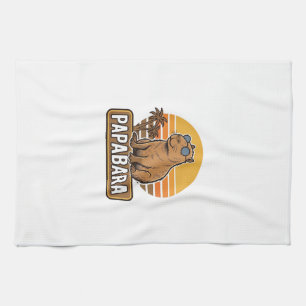 PAPABARA Retro Capybara Vater Vektordesign_1 Geschirrtuch