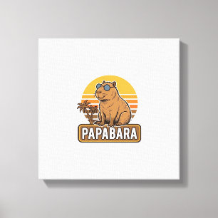 PAPABARA Retro Capybara-Vater Vektordesign_1 Leinwanddruck