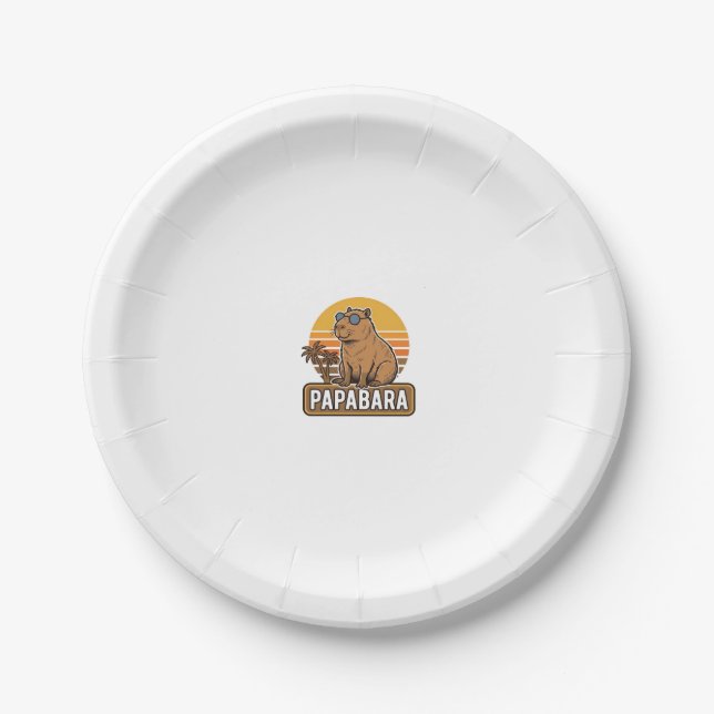PAPABARA Retro Capybara-Vater Vektordesign_1 Pappteller (Vorderseite)