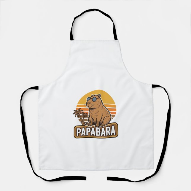 PAPABARA Retro Capybara Vater Vektordesign_1 Schürze (Vorderseite)