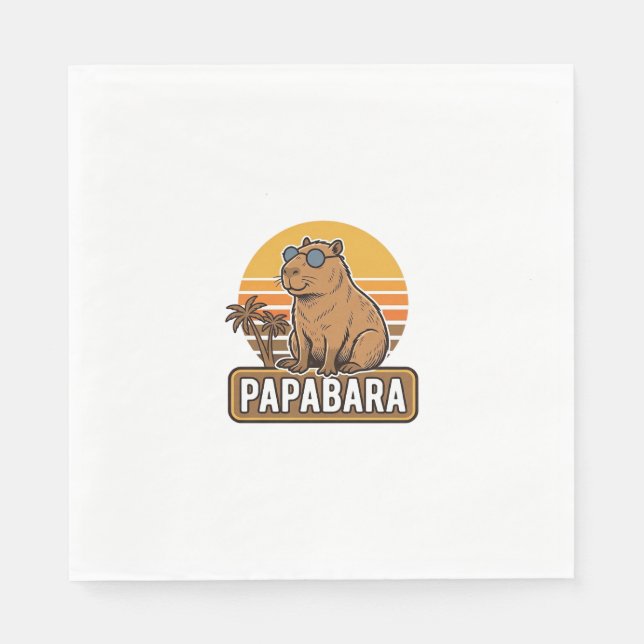 PAPABARA Retro Capybara Vater Vektordesign_1 Serviette (Vorderseite)