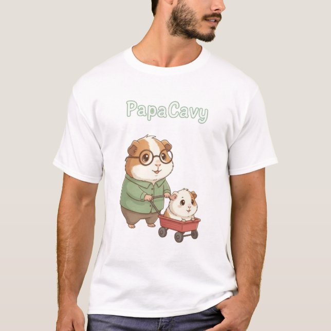 PapaCavy - Niedliche Guinea Schweinefleisch Vater  T-Shirt (Vorderseite)