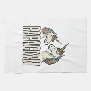 Papacorn Einhorn Papa Vintage Gravur T-Shirt Des Geschirrtuch