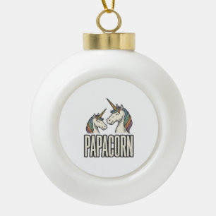 Papacorn Einhorn Papa Vintage Gravur T-Shirt Des Keramik Kugel-Ornament