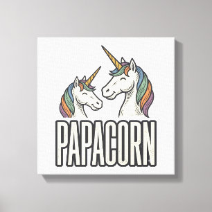 Papacorn Einhorn Papa Vintage Gravur T-Shirt Des Leinwanddruck