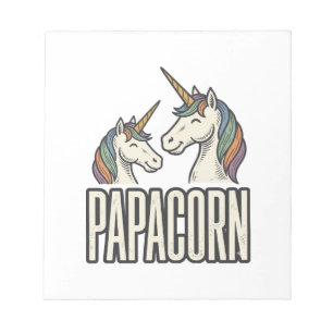 Papacorn Einhorn Papa Vintage Gravur T-Shirt Des Notizblock