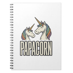 Papacorn Einhorn Papa Vintage Gravur T-Shirt Des Notizblock