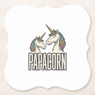 Papacorn Einhorn Papa Vintage Gravur T-Shirt Des Untersetzer