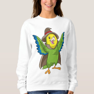 Papagei als Assistent mit Hut Sweatshirt