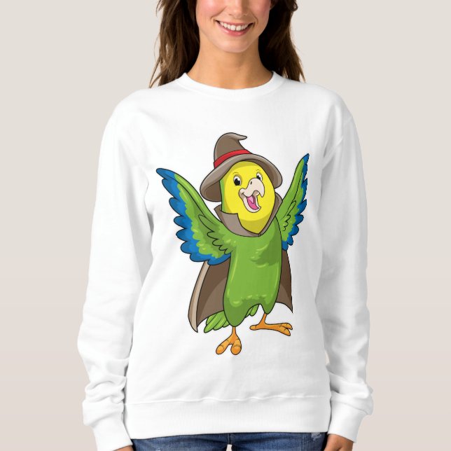 Papagei als Assistent mit Hut Sweatshirt (Vorderseite)