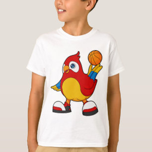 Papagei als Basketballspieler mit Basketball T-Shirt