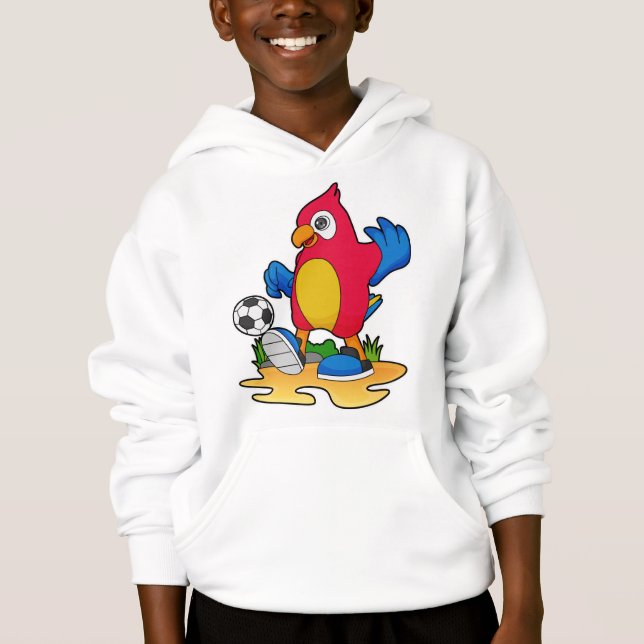 Papagei als Fußballspieler mit Fußball Hoodie (Vorderseite)