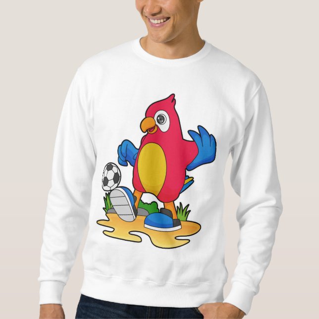 Papagei als Fußballspieler mit Fußball Sweatshirt (Vorderseite)