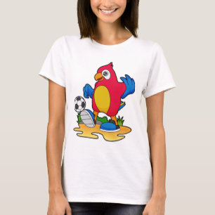 Papagei als Fußballspieler mit Fußball T-Shirt