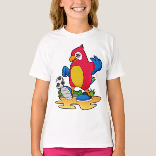 Papagei als Fußballspieler mit Fußball T-Shirt