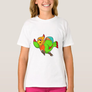 Papagei als Hiker mit Rucksack T-Shirt