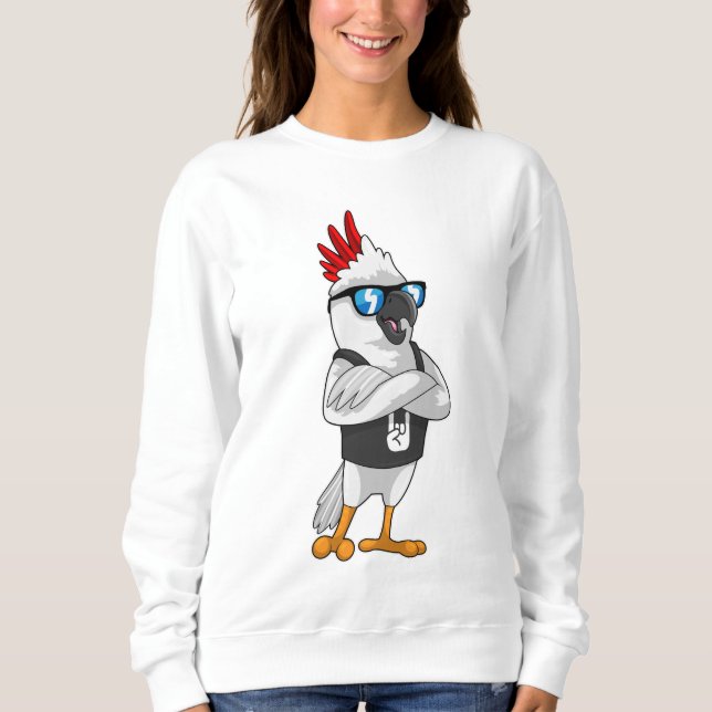 Papagei als Musiker mit Sonnenbrille Sweatshirt (Vorderseite)