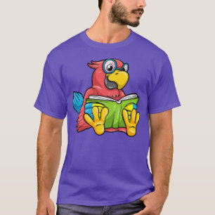 Papagei als Nerd mit Brille und Buch 2 T-Shirt