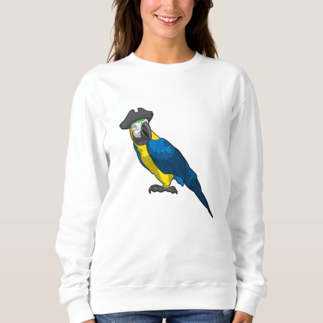 Papagei als Pirate mit Hut Sweatshirt (Vorderseite)