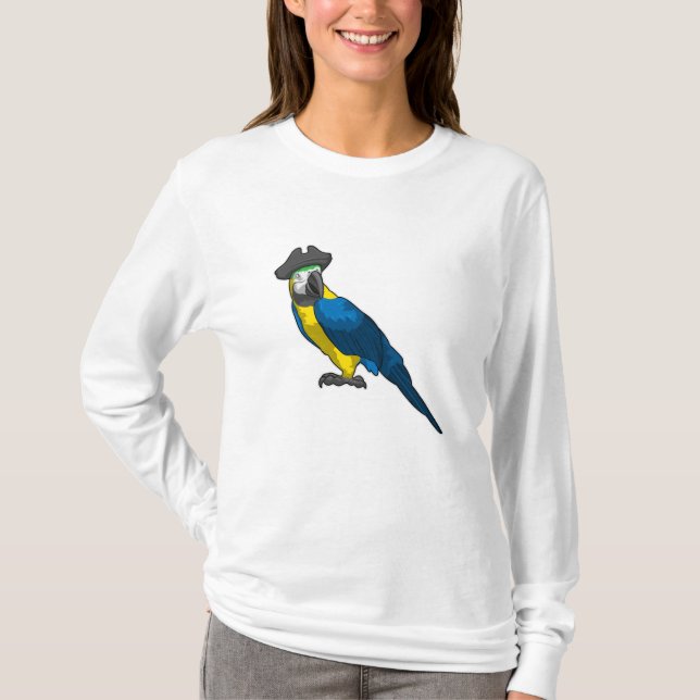 Papagei als Pirate mit Hut T-Shirt (Vorderseite)