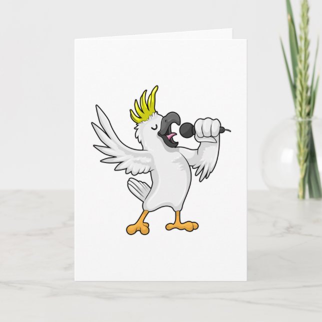 Papagei als Sänger mit Mikrofon Karte (Vorderseite)