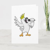 Papagei als Sänger mit Mikrofon