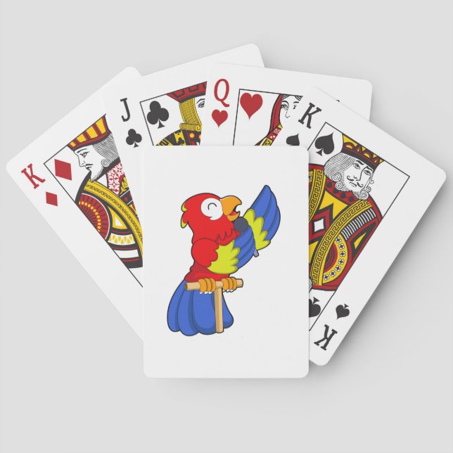 Papagei als Sänger mit Mikrofon Spielkarten (Rückseite)