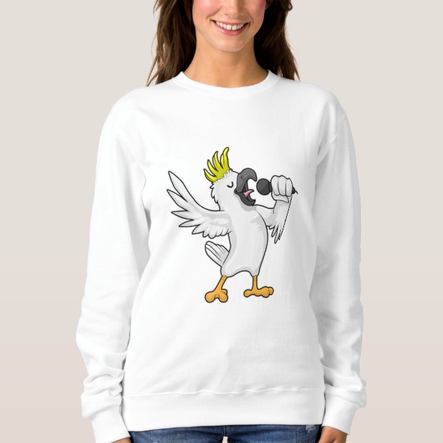 Papagei als Sänger mit Mikrofon Sweatshirt (Vorderseite)