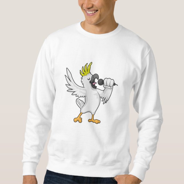 Papagei als Sänger mit Mikrofon Sweatshirt (Vorderseite)