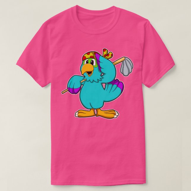 Papagei als sauberer mit Mop T-Shirt (Design vorne)