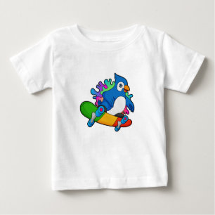 Papagei als Skater mit Skateboard Baby T-shirt