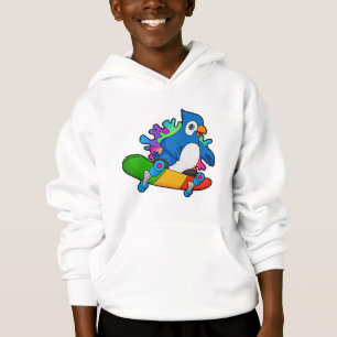 Papagei als Skater mit Skateboard Hoodie