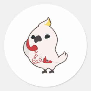 Papagei am Telefon mit Telefonhörer Runder Aufkleber